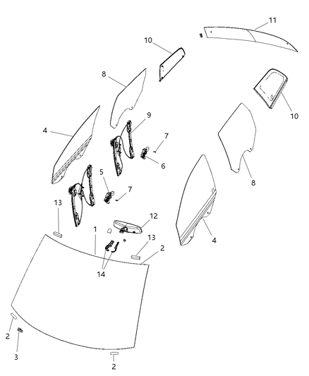 2015 Dodge Journey Mirror Inside Rearview Diagram for 57010495AB