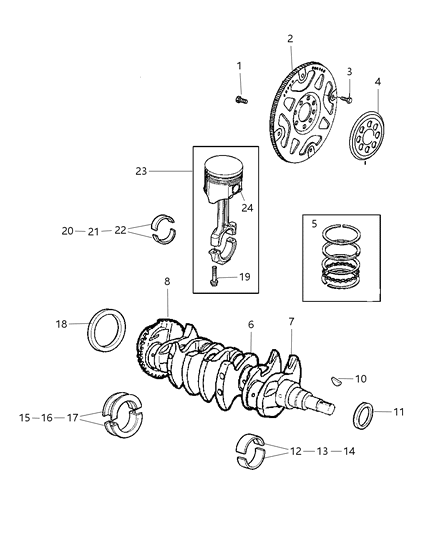 2005 Dodge Neon Piston Ring Set Diagram for 5093441AA