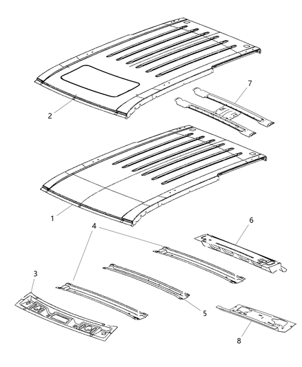 2013 Jeep Grand Cherokee Header Roof Front Diagram for 55369449AA