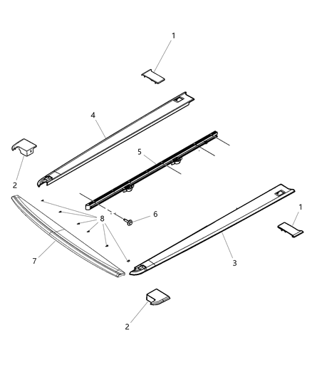 2016 Ram 1500 Pick-Up Box, Rail Caps Diagram