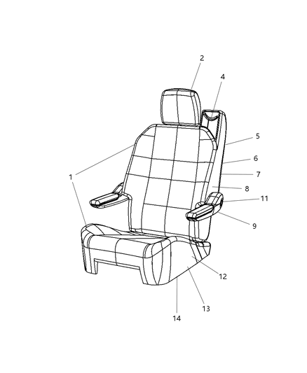 2008 Dodge Grand Caravan Foam Seat Cushion Diagram for 68027741AA