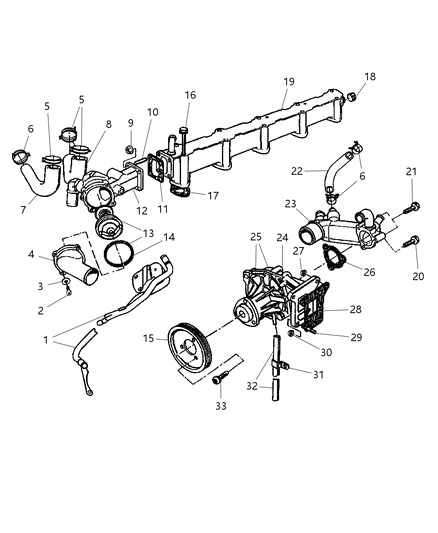 1999 Jeep Grand Cherokee Water Pump & Related Parts Diagram 3 - Thumbnail
