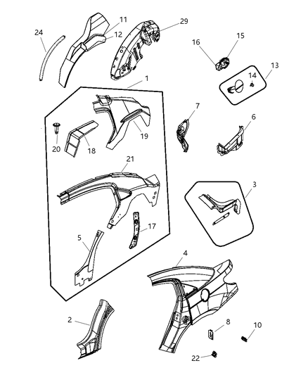 2009 Dodge Avenger Trough Deck Opening Diagram for 5076542AB