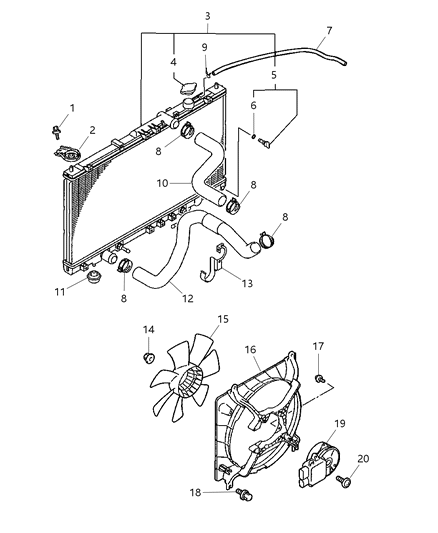 2002 Chrysler Sebring Radiator Engine Cooling, 25 Pc Min Qty Mix & Match Diagram for V8102438AA