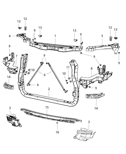 2014 Jeep Grand Cherokee Lower Support, Front Diagram for 5156113AA