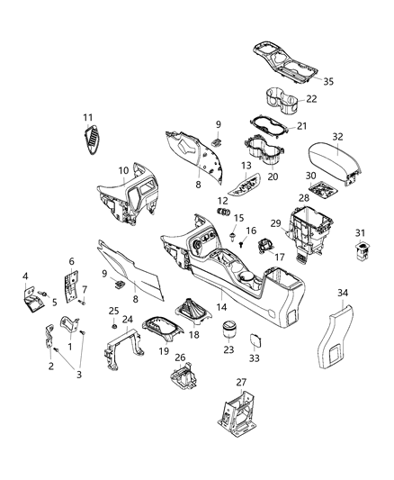 2018 Jeep Renegade Console Base Diagram for 6RH24LXHAA