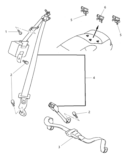 1999 Dodge Avenger Lap Belt, Gray, Rear Inner Diagram for MR711938