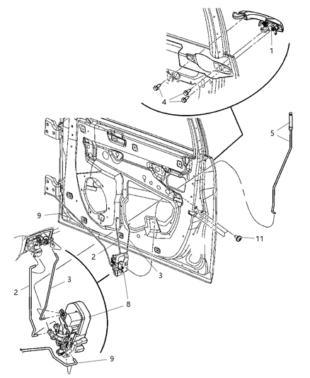 2005 Dodge Magnum Link Door Latch Diagram for 5065441AB