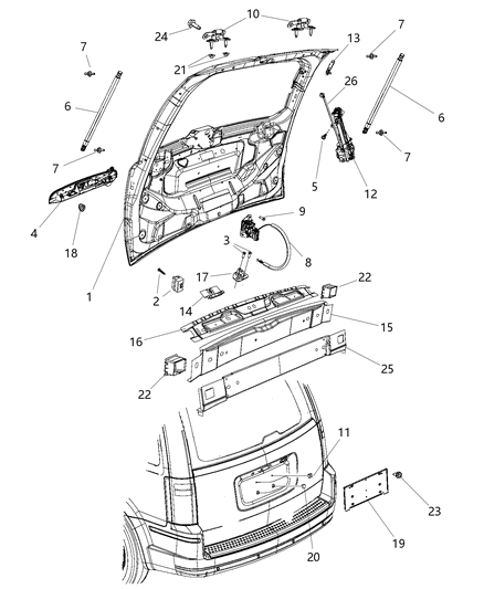 2009 Chrysler Town & Country Handle, Outside, Rear Diagram for 5113251AC