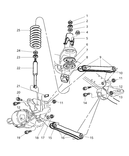 1999 Dodge Ram 3500 Regular Cab Upper And Lower Control Arms, Springs And Shocks - Front Diagram 2 - Thumbnail