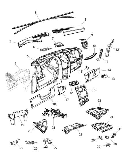 2011 Jeep Liberty Mount Bracket Diagram for 55197262AE