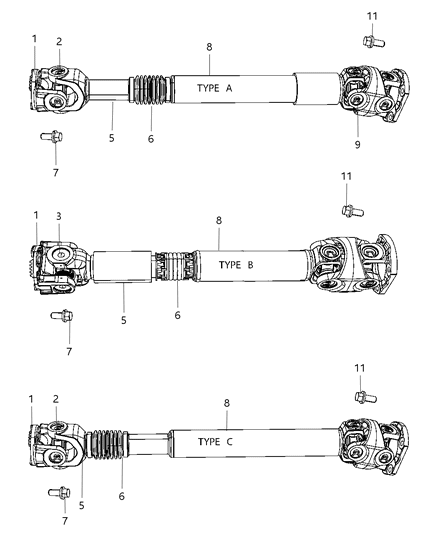 2007 Dodge Ram 3500 Pickup Propeller Shaft - Front Diagram