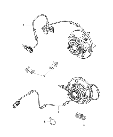 2014 Jeep Cherokee ABS Sensor, Rear Diagram for 4779897AB