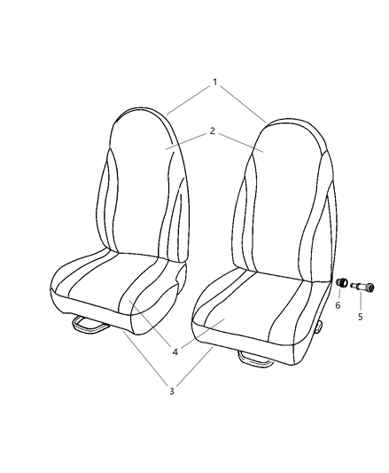 2002 Dodge Dakota Seat Back, Dark Gray, Front Diagram for WP971DVAA