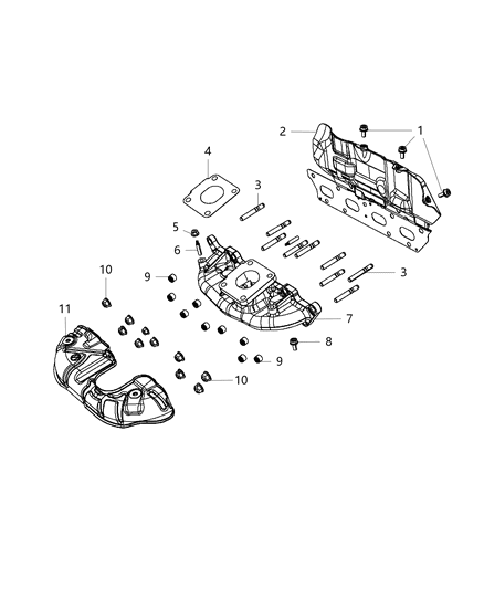 2019 Jeep Compass Exhaust Manifold And Heat Shields Diagram 1 - Thumbnail