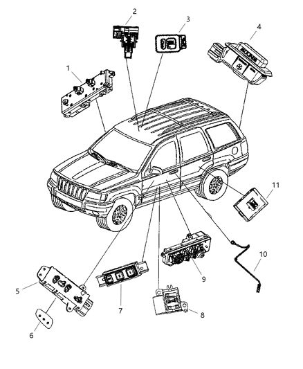 2003 Jeep Grand Cherokee Window Switch, Black Diagram for 5HB57DX9AA