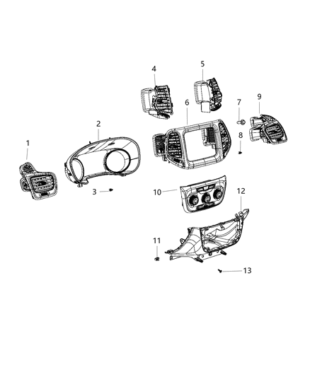 2021 Jeep Compass Instrument Panel - Trim Diagram