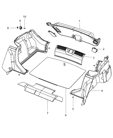 2012 Dodge Dart Wheelhouse Cover Hook, Rear Diagram for 1TC78DX9AA