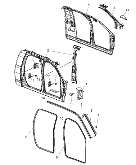 2006 Dodge Ram 2500 Aperture Panel Bodyside Diagram 2 - Thumbnail