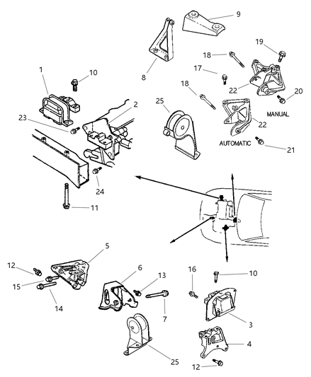 1997 Chrysler Cirrus Engine Mounts Diagram 2 - Thumbnail