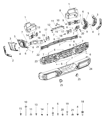 2021 Jeep Wrangler Bumper, Rear Diagram 2 - Thumbnail
