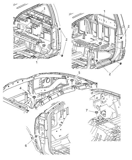 2011 Ram Dakota Body Plugs & Exhauster Diagram