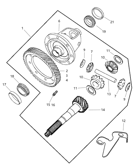 2003 Chrysler Town & Country Bracket Transmission Differential Pinion Shaft Diagram for 4800013AB