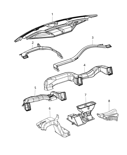 2017 Ram 3500 Cab Chassis(<10K lb.) Ducts Front Diagram
