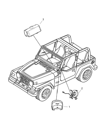 2005 Jeep Wrangler Air Bag Passenger, Passenger Side Diagram for 52029314AB