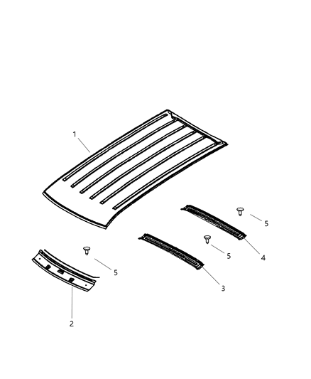 2002 Jeep Liberty Header Roof Front Diagram for 55177022AA