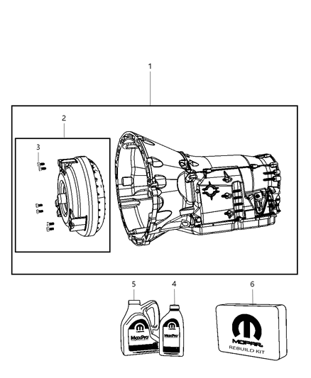2011 Jeep Wrangler Transmission Kit With Torque Converter Diagram for 68018649AD