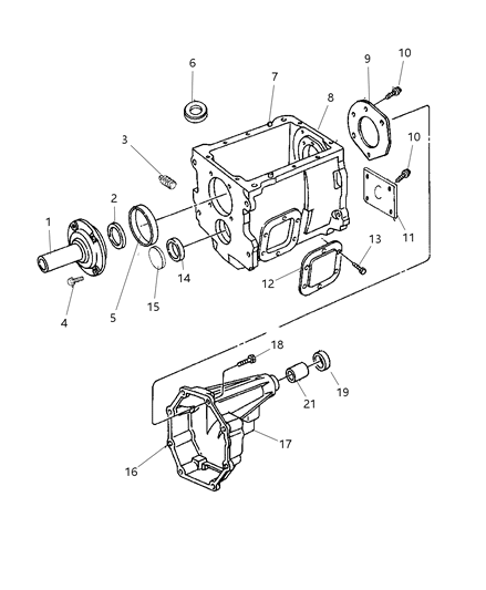 2000 Dodge Ram 2500 Regular Cab Case & Related Parts of Manual Transmission Diagram 1 - Thumbnail