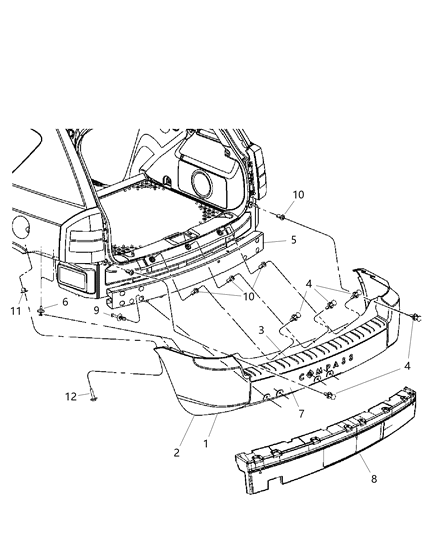 2009 Jeep Compass Bumper Cover, Rear Diagram for 68034797AA