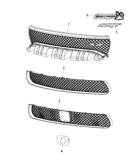 2016 Dodge Charger Grille Radiator Diagram for 68223889AB
