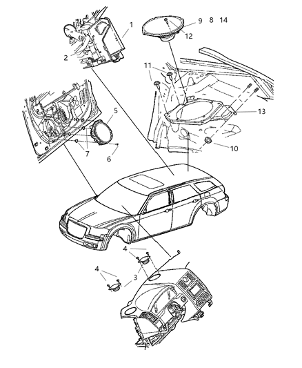 2006 Dodge Magnum Speaker Rear 6X9 Diagram for 5059063AB