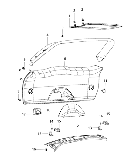 2016 Jeep Grand Cherokee Upper Trim, Beige, Rear Diagram for 1XW82HL1AB