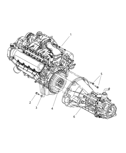 2006 Dodge Dakota Transmission Mounting of Manual Transmission Diagram