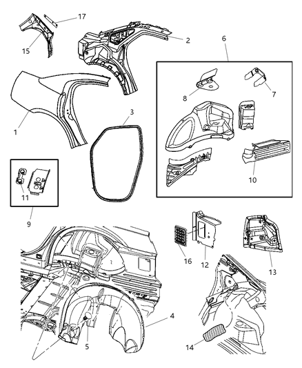 2006 Dodge Charger Retainer Door Striker Diagram for 5065556AA