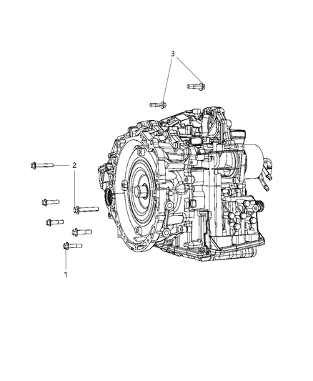 2012 Dodge Caliber Mounting Bolts of Automatic Transmission Diagram