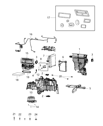 2020 Ram 3500 Cab Chassis(<10K lb.) A/C & Heater Unit Diagram 1 - Thumbnail