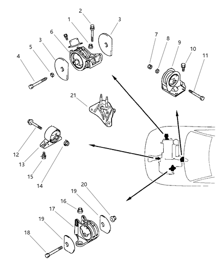 1998 Chrysler Sebring Coupe Engine Mounts Diagram