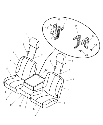 2008 Dodge Ram 3500 Cab Chassis Front Seat - Split Seat Diagram 4 - Thumbnail