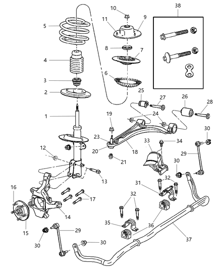 2007 Chrysler Pacifica Link Stabilizer Bar Diagram for 4743669AA