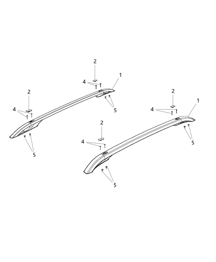 2021 Jeep Cherokee Side Rail Roof Rack Diagram for 68423246AA