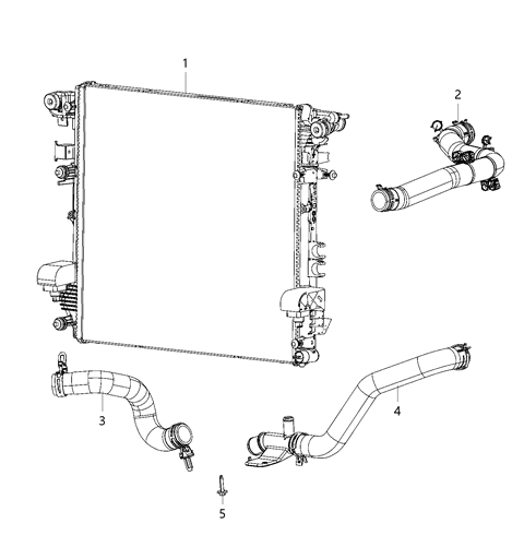 2021 Jeep Wrangler Radiator Hoses And Related Parts Diagram 1 - Thumbnail