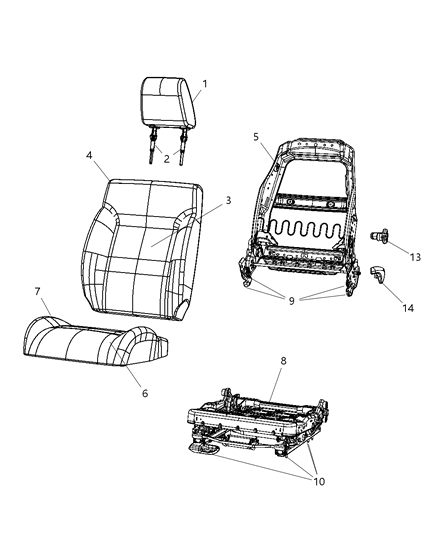 2010 Jeep Liberty Front Seat - Bucket Diagram 2 - Thumbnail