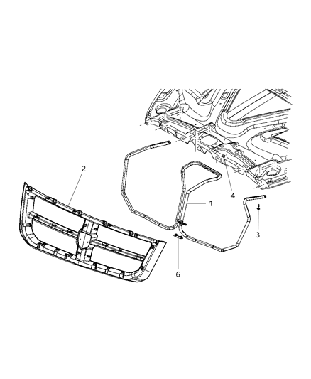 2008 Dodge Dakota Grille Radiator Diagram for 1FZ31AB5AA