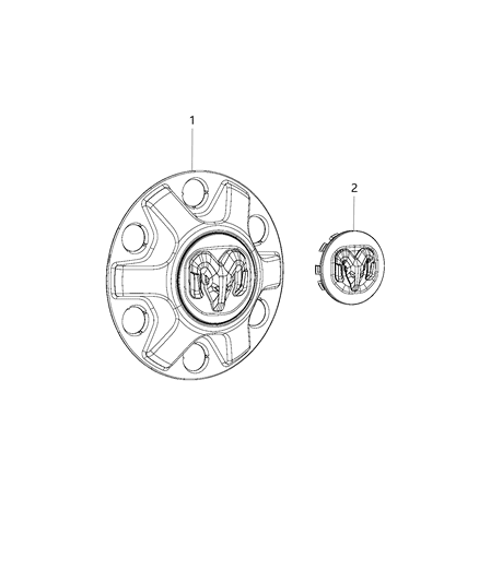 2020 Ram 1500 Center Cap Diagram for 6CW52S4AAA