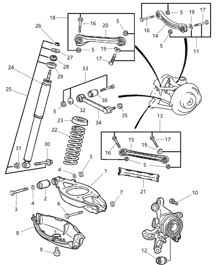 2004 Chrysler Crossfire Bushing Control Arm Diagram for 5101018AA