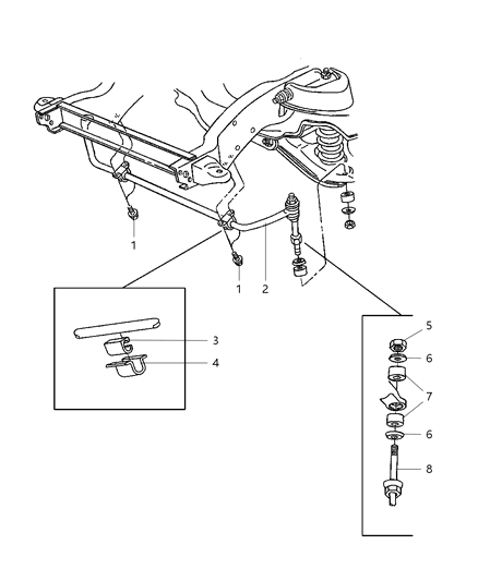 2002 Dodge Ram 3500 Stabilizer Link, Front Diagram for 52037712AB